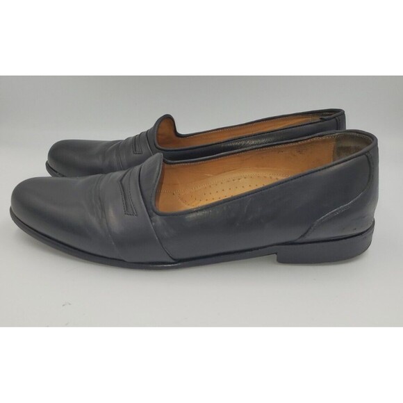 ZELLI Savannah‎ Black Leather Penny Loafer 8 1/2 M Hand Crafted In Italy